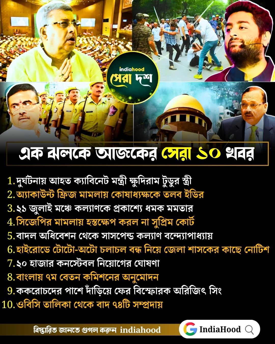 আজকের সেরা ১০ খবর (২২ জুলাই)